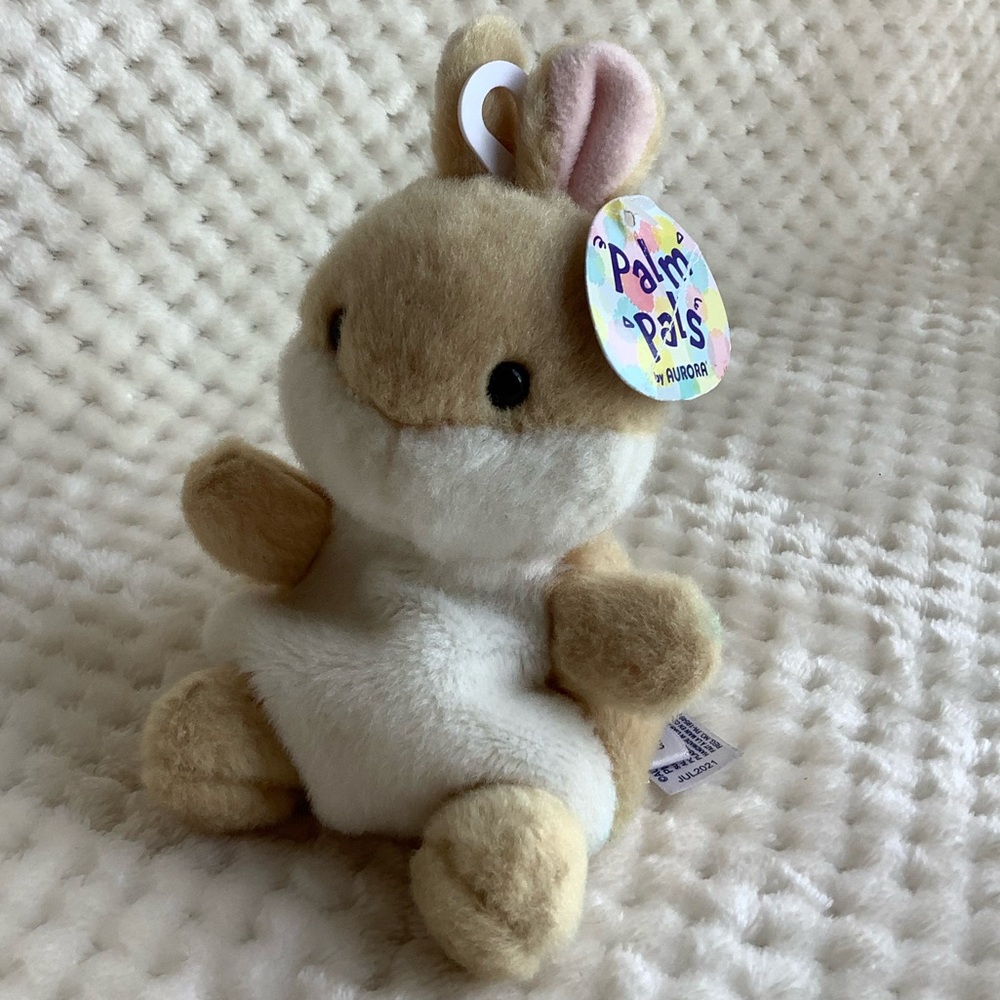 Aurora World Palm Pals Plush Tan Bunny Rabbit 08974 Stuffed Animal Toy w Tags